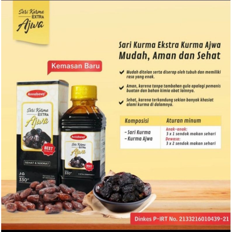 

Sari Kurma Extra Ajwa Annabawy 330gr Best Quality