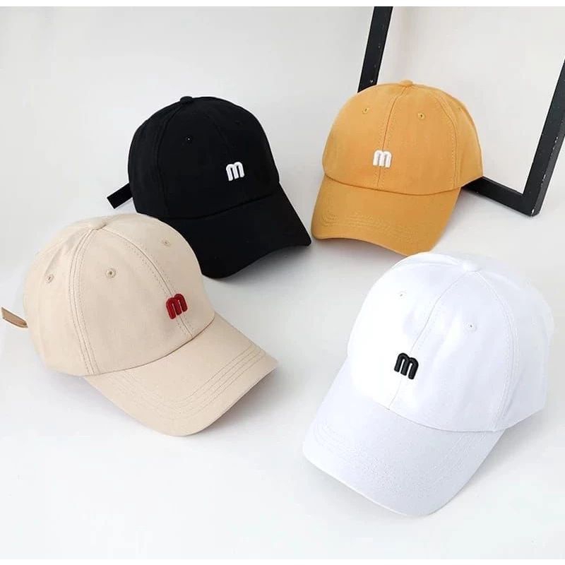 Topi Baseball Bordir Huruf M / Topi Logo M Pria Wanita Kekinian
