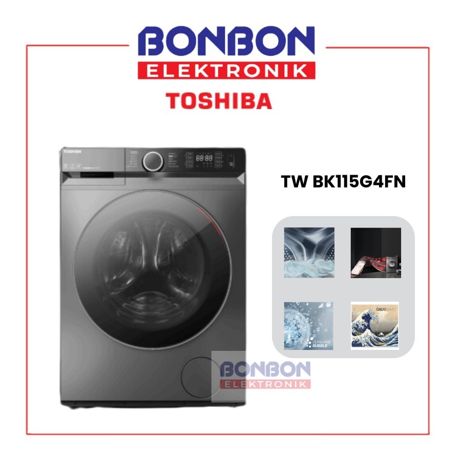 TOSHIBA Mesin Cuci Front Loading Washer TW BK115G4FN Ultra Fine Bubble