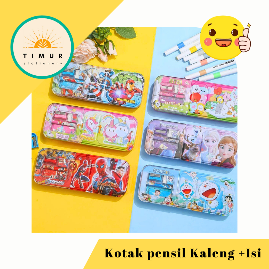 

Kotak Pensil / Tempat Pensil Kaleng Anak + Isi Lengkap