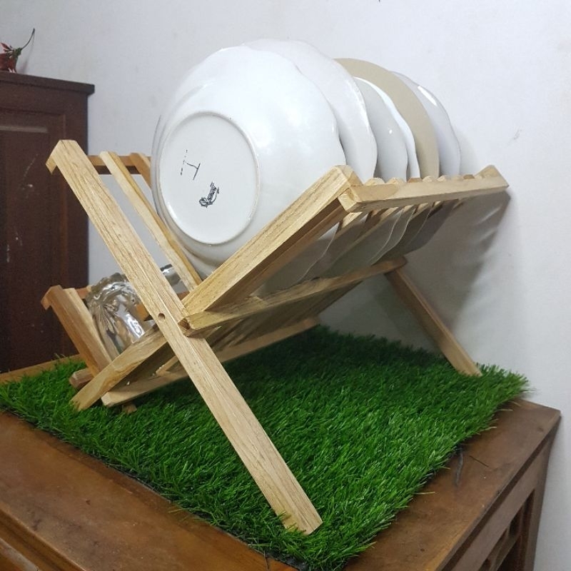 Rak piring kayu rak piring kayu minimalis tempat pengering gelas dan piring basah