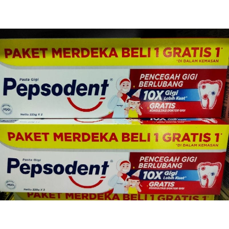 Pepsodent Pasta Gigi Paket Merdeka Beli 1 Gratis 1 225gr x 2 Terbaru