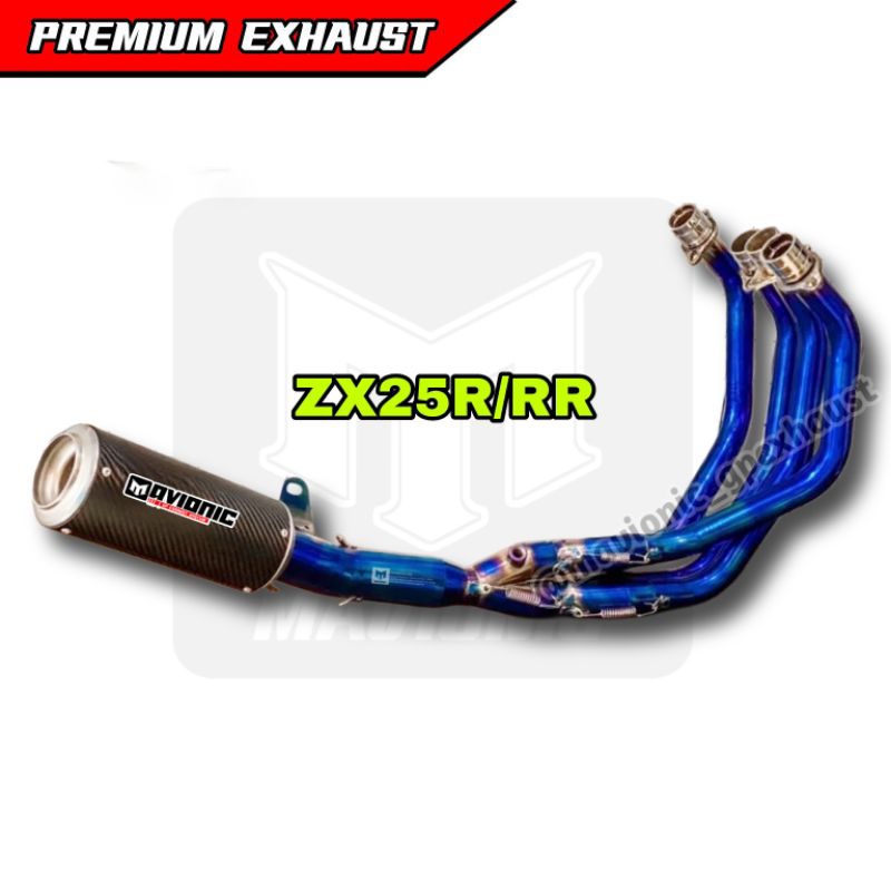 Knalpot fullsystem ZX25R underbelly short original mavionic carbon header bluemoon type SRT