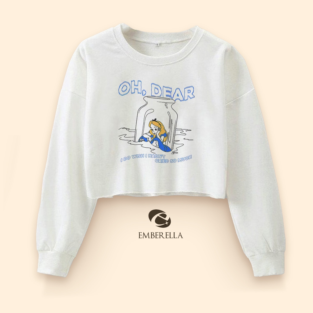 Crop Sweatshirt Sweater Alice In Wonderland "Oh Dear" Disney Crewneck