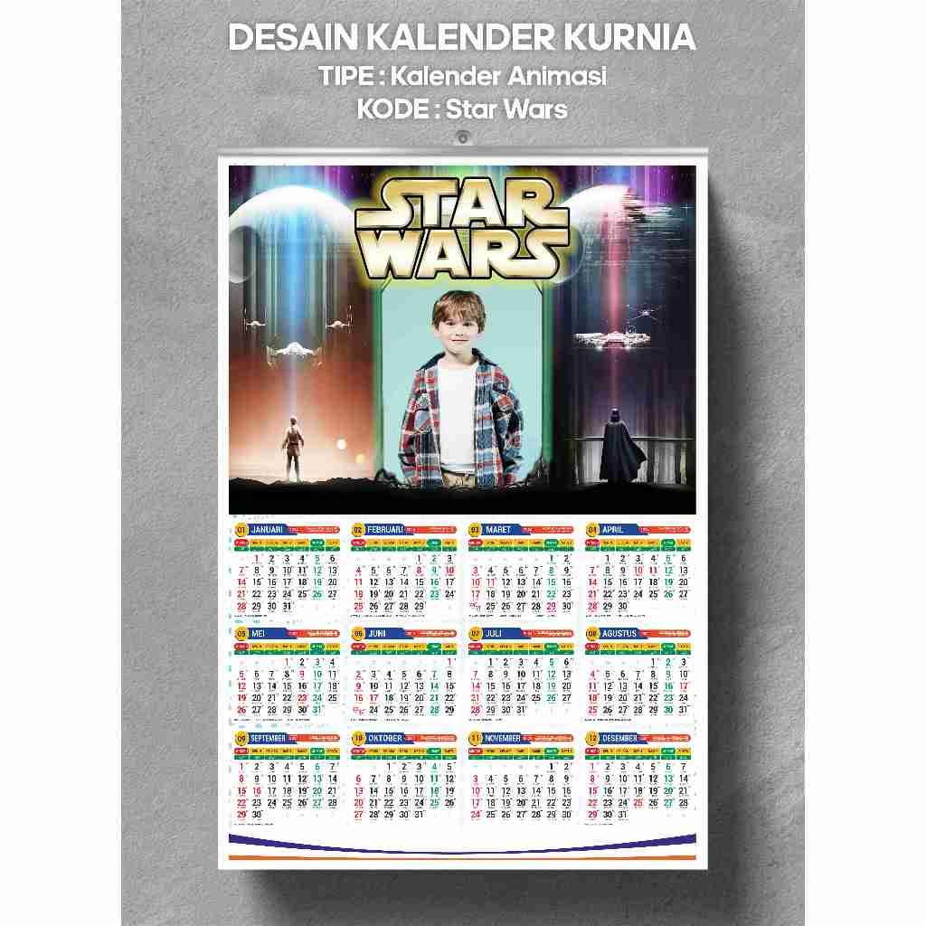 

Kalender 2025 desain superhero dengan foto