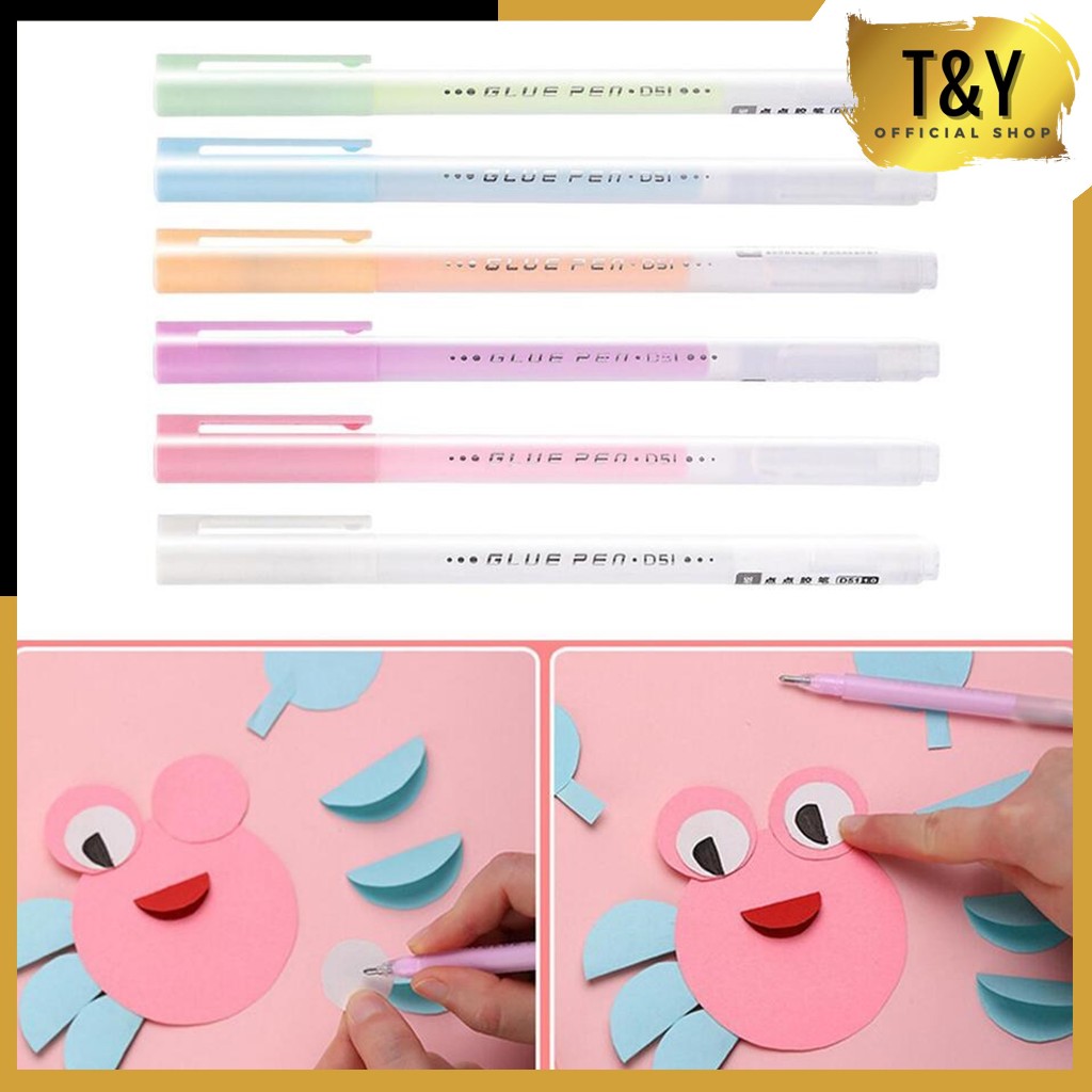 

T&Y Glue Pen Stiker Scrapbook Pulpen Lem Kertas Cepat Kering Pena Lem Cair Anti Bocor Bentuk Pena Diy Untuk Anak-Anak