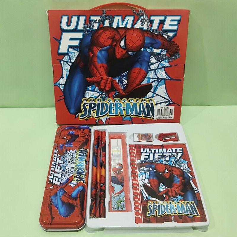 

Set Alat Tulis Anak Sekolah Motif Karakter Kartun Spiderman Model Tas Anak Cowok Edukasi - Paket Stasionary Pencil case anak Laki laki Edukatif Free Bag