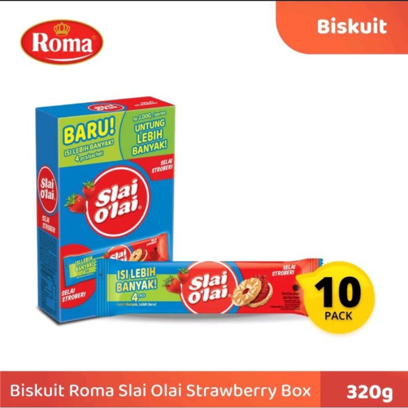 

[1 BOX] ROMA SLAI O'LAI Biskuit Selai NANAS(10×32g)