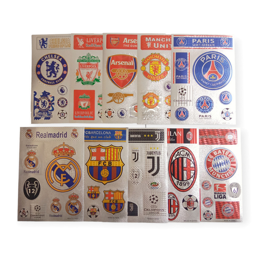 

Stiker Set Klub Sepak Bola Cutting stiker Barca, Madrid, Juve, AC Milan, Man United, Munchen, Psg