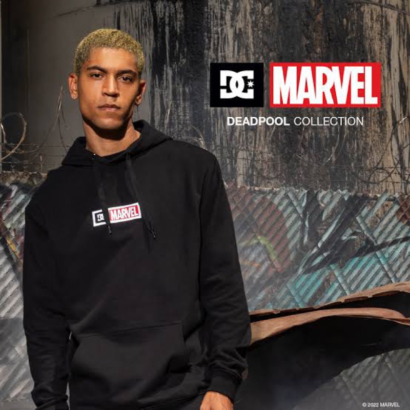DC SHOES x MARVEL hoodie jaket deadpool HITAM NEW ORIGINAL 100%