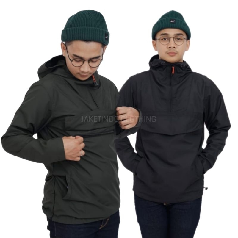 Jaket Pria Cagoule Polos Saku Doraemon