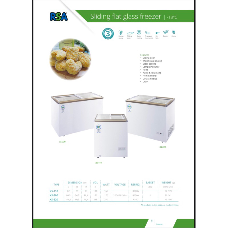 RSA FREEZER BOX PINTU KACA GESER (KHUSUS PALEMBANG)