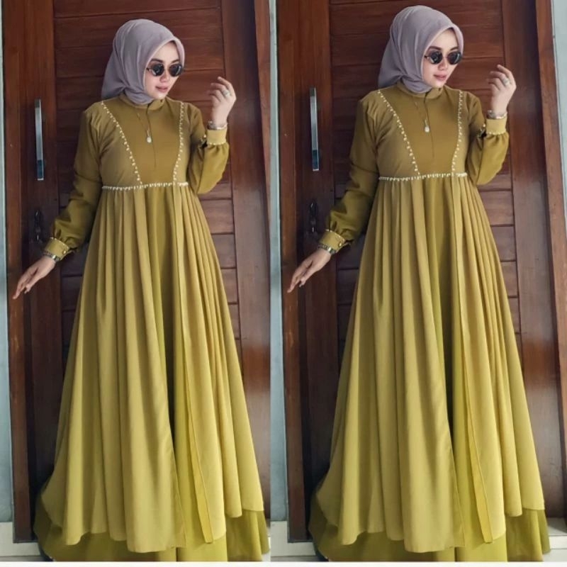 Nabila Dress vol 2 Gamis Cerutti Terbaru Babydoll Gamis Alhaya Gamis Murah Gamis Polos Gamis Jumbo