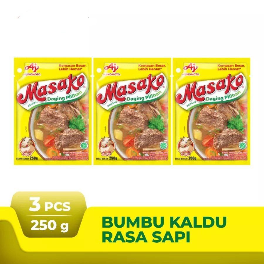 

PROMO 3 Pcs X 250 Gram Masako Penyedap Rasa Kaldu Sapi dan Ayam