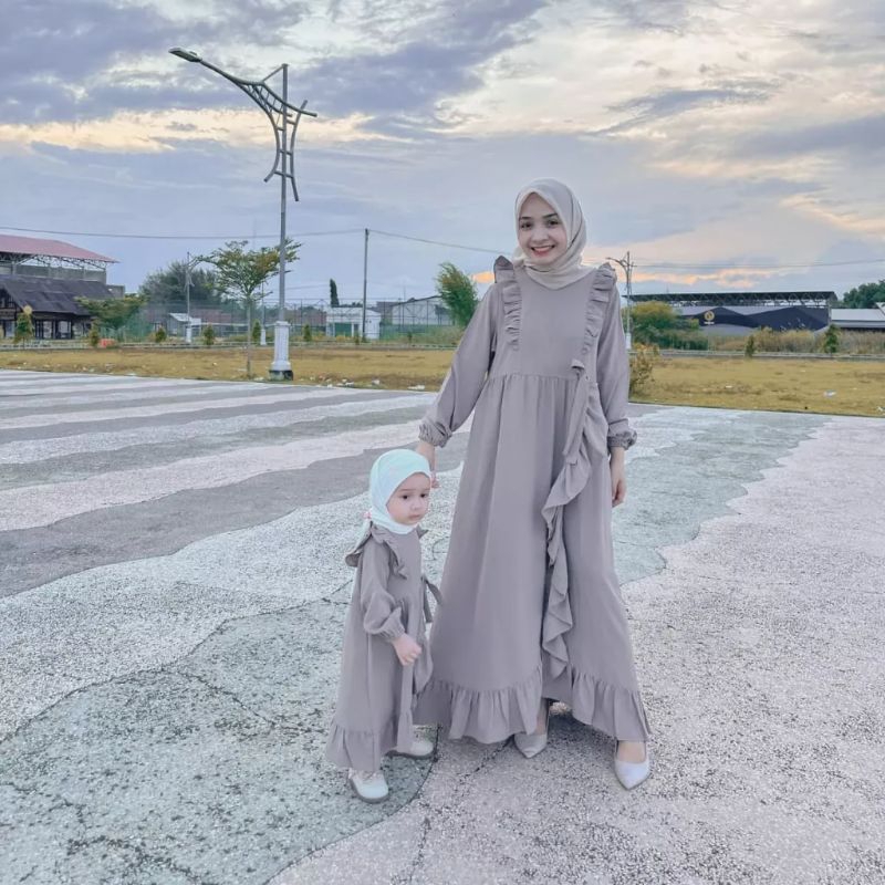 Fadisa - Gamis Bayi Couple Ibu dan Anak Perempuan 0 bulan -Balita 1 - 5 Tahun Bahan Airflow Premium 