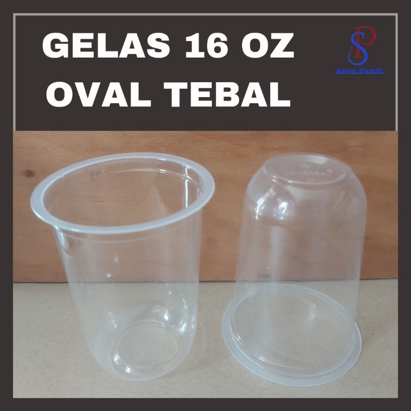 Gelas 16oz oval/Gelas plastik universal/Cup plastik oval/Gelas oval