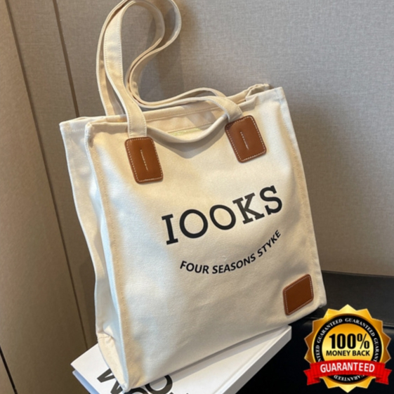 Tas Bahu Kanvas Wanita Resleting Tebal Premium korea