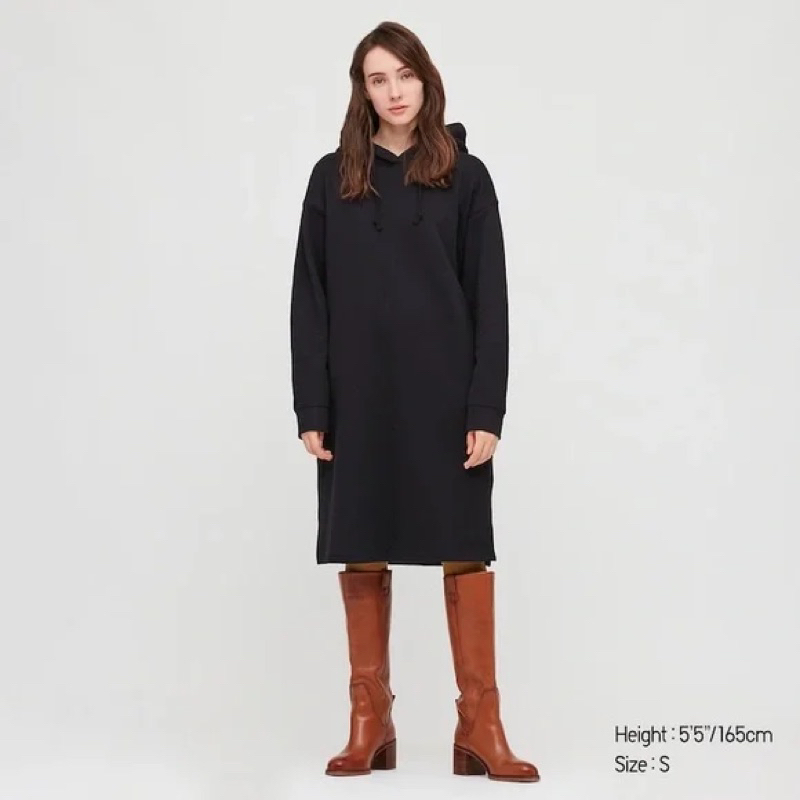 𝙋𝙍𝙀𝙇𝙊𝙑𝙀𝘿 Uniqlo Navy Blue Long Sleeve Hoodie Jacket Dress Tebal Musim Dingin Winter