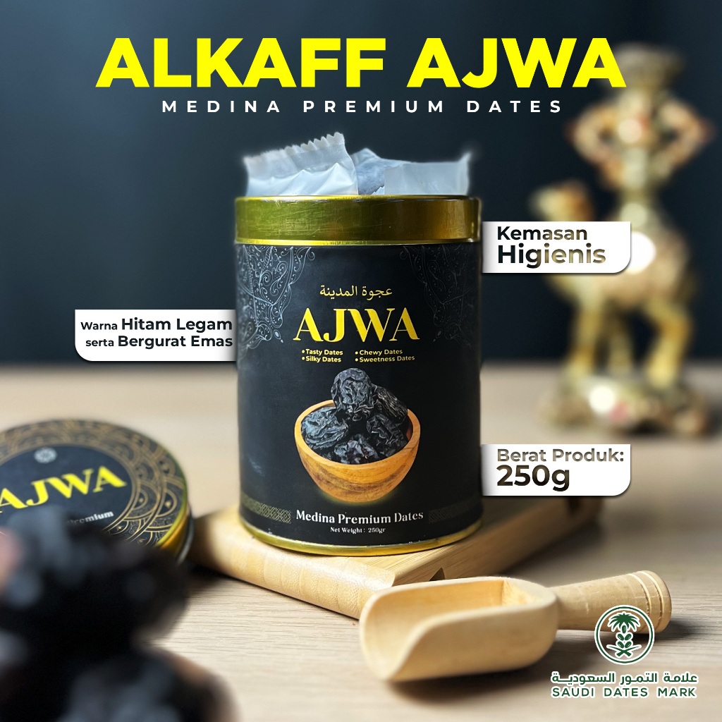 

[ALKAFF AJWA] - MEDINA PREMIUM DATES - KURMA AJWA PREMIUM - 250 GRAM