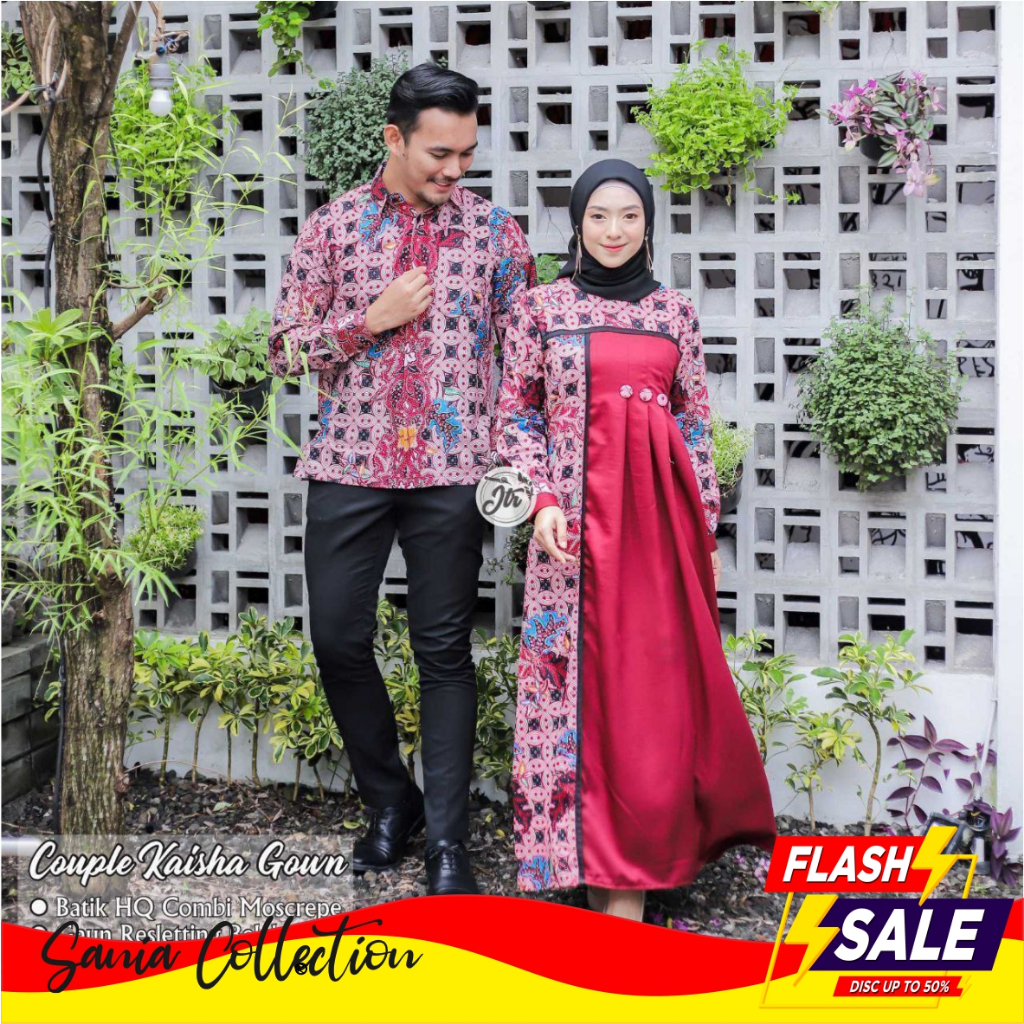 Baju Couple Pasangan Terbaru 2024 Batik Gamis Kebaya Kapel Keluarga Suami Istri Batik Kondangan