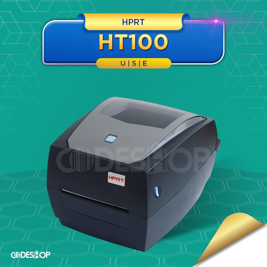 Printer Label Thermal Transfer HPRT HT-100 Cetak Barcode USB Serial LAN
