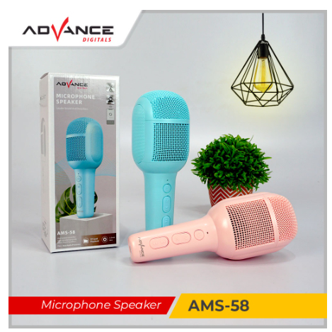 Advance //Mic AMS-58// Wireless Bluetooth// Speaker Karaoke Micrphone Portable Pengubah Suara AMS-58