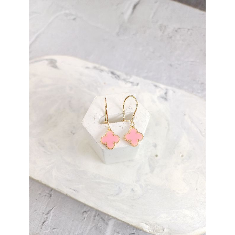 Anting VC ceramic pink Emas Asli 8K