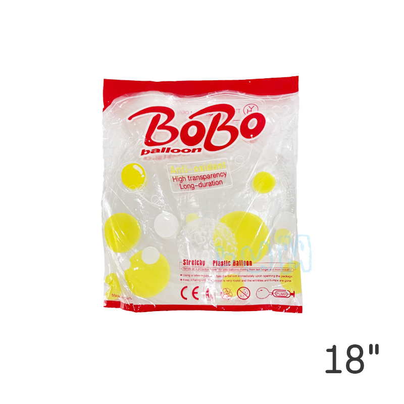 [1 Pack] Bobo Balon PVC 18 Inch Transparan Bening isi 50 pcs Premium Quality