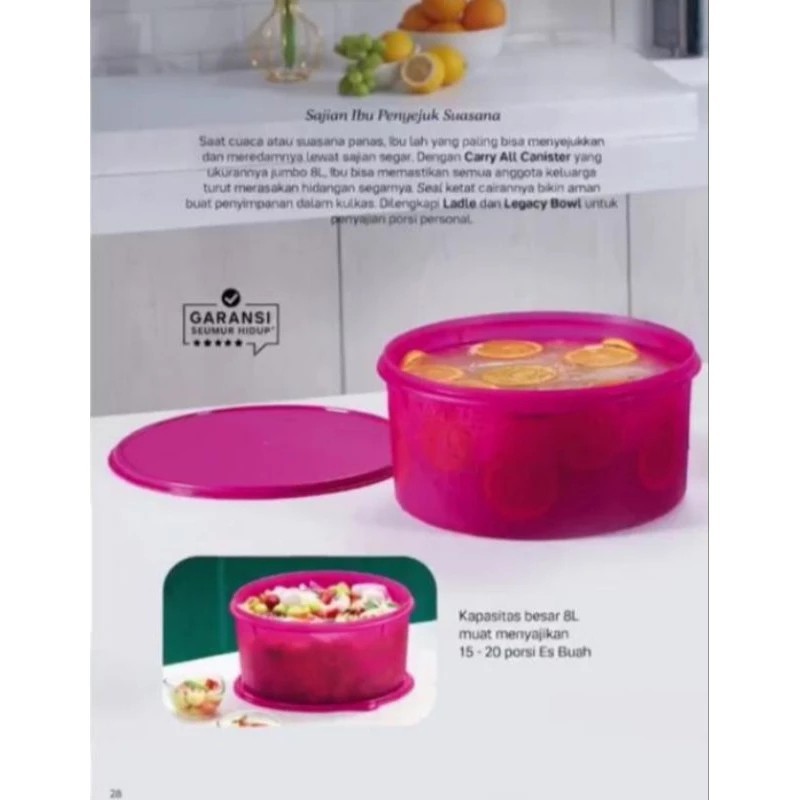 Tupperware carry all canister with lade toples bulat