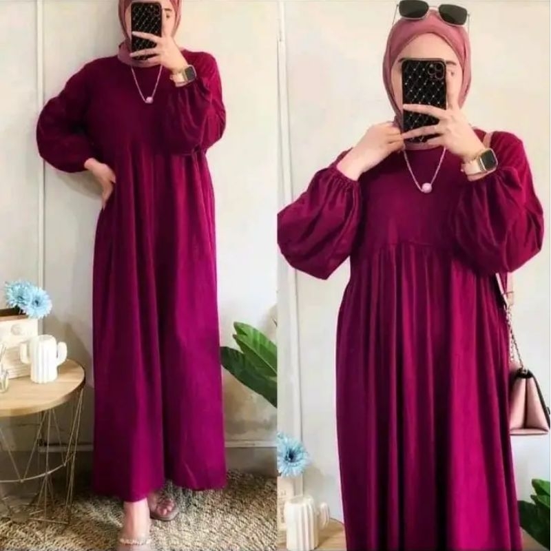Midi Dres Crinkle Airflow || Dress kekinian