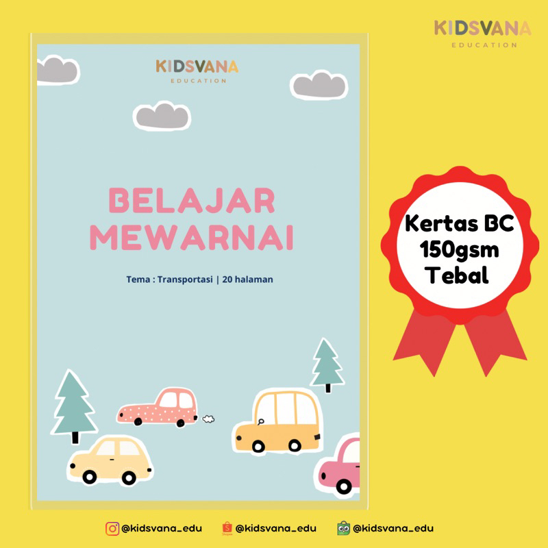 

Lembar Aktivitas Belajar Mewarnai - Tema Transportasi - 20 Halaman - Kertas Brief Card A4