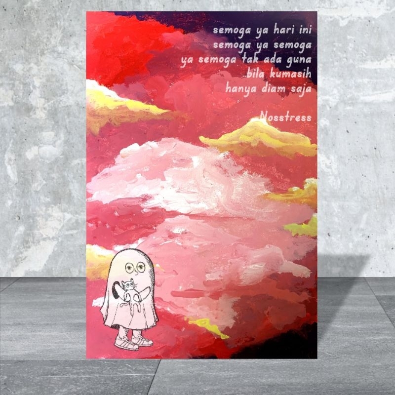 lukisan wallpaper hiasan dinding abstrak lukis asli