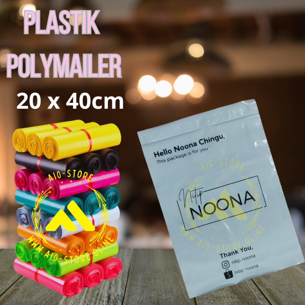 

CUSTOM SABLON PLASTIK POLYMAILER UK.20X40CM HDPE ISI 100PCS EKONOMIS