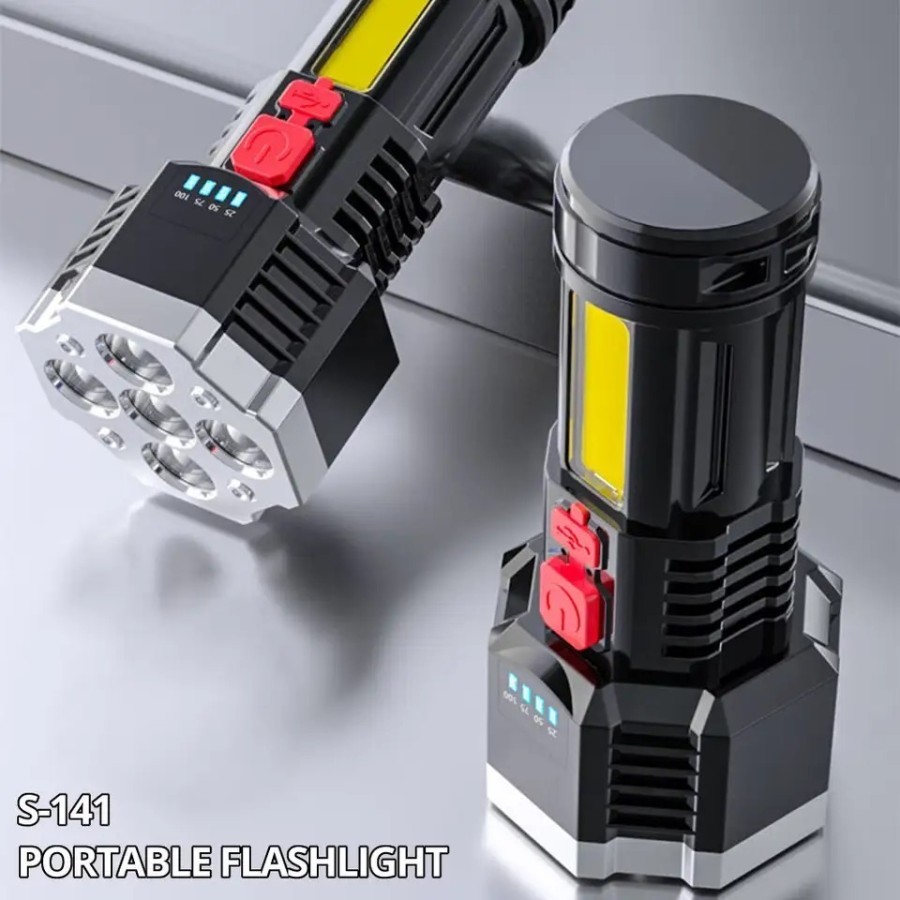 Senter Led Usb Lampu Senter 5 Mata Led Flashlight Penerangan