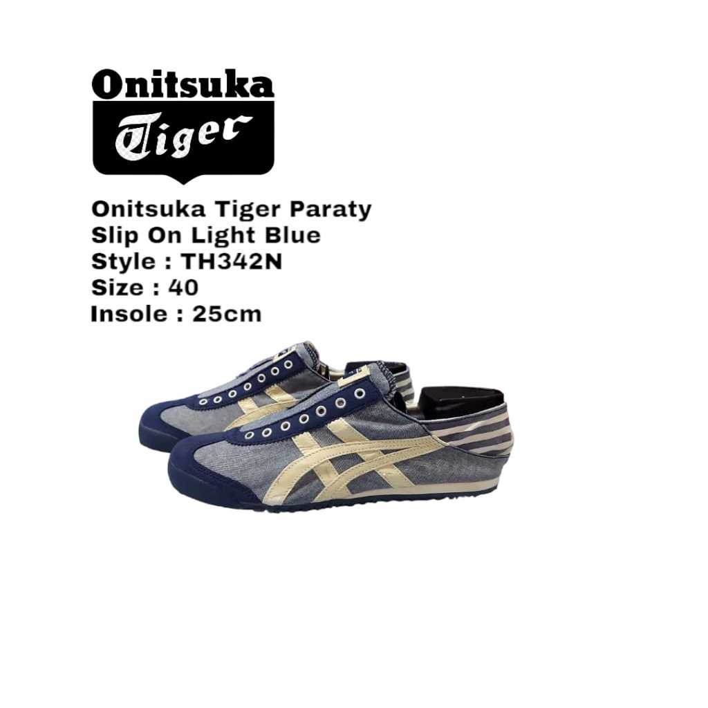 Sepatu Onitsuka Tiger Paraty Slip on Light Blue TH342N Size 40 (25cm)