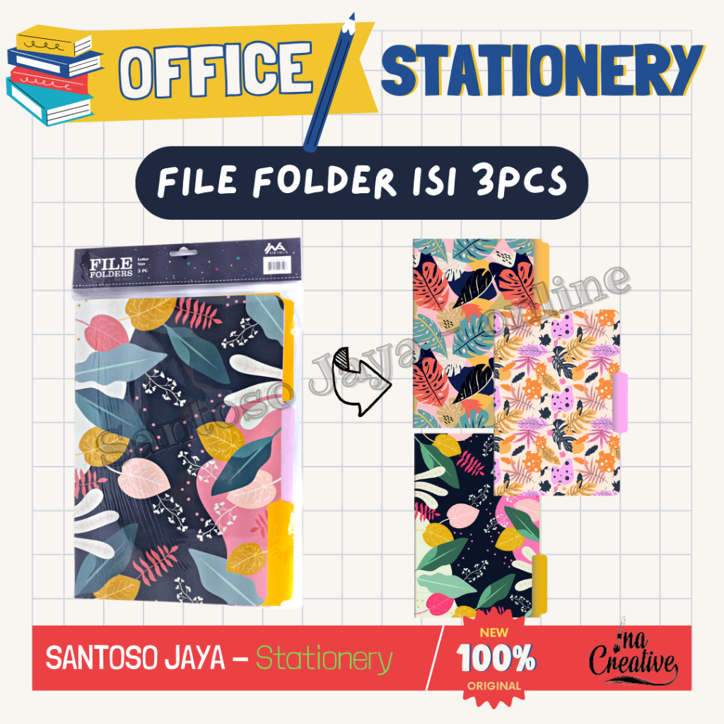 

File Folder INA CREATIVE Fancy - Map File Kertas Motif Isi 3 pcs