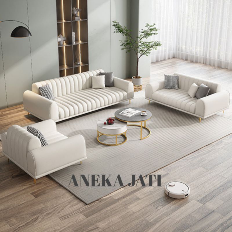 set sofa tamu scandinavian kursi tamu minimalis