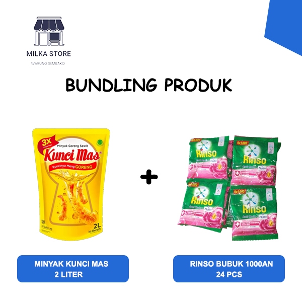 

PAKET HEMAT MINYAK GORENG 2L + SABUN RINSO BUBUK 1000an 40gram