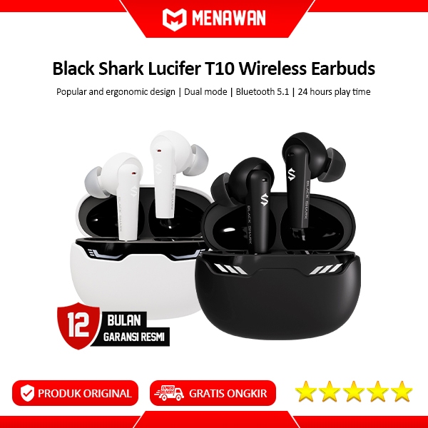 Black Shark Lucifer T10 Wireless Earbuds Bluetooth Earphone Headset Gaming TWS Original