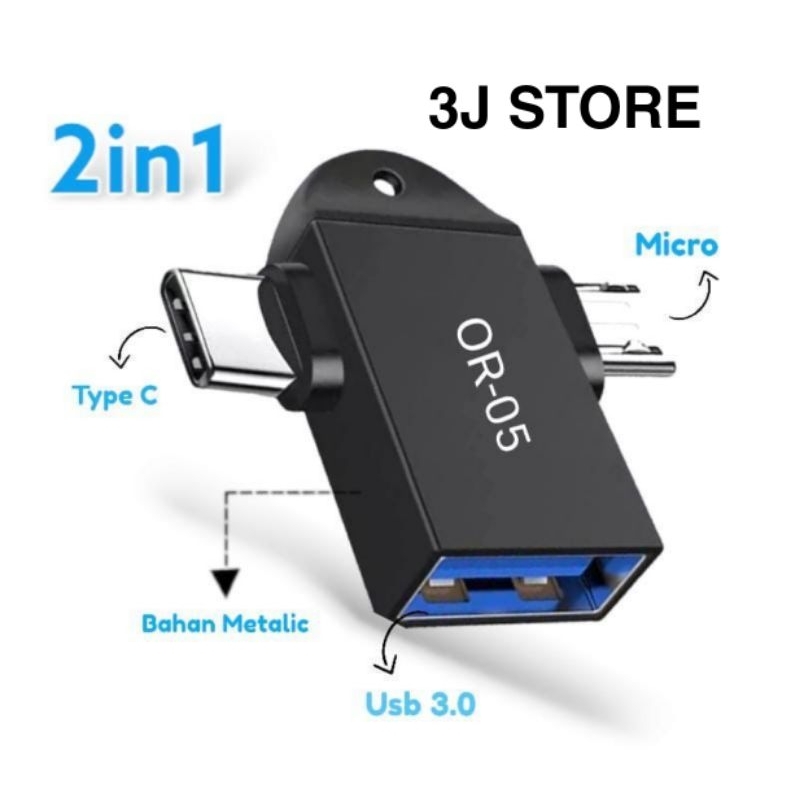 OTG NEW 2 IN 1 USB MICRO - TYPE C - OTG CABANG 3