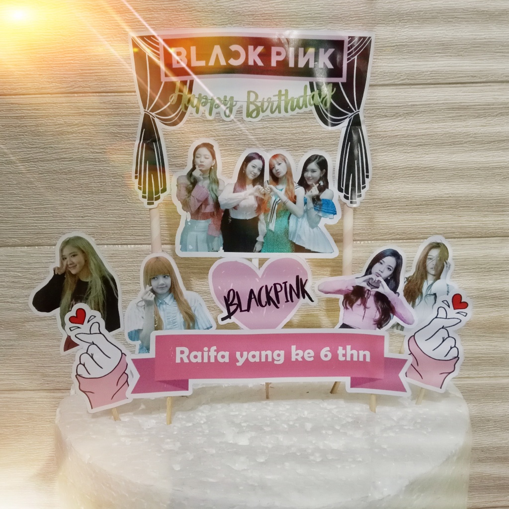 Hiasan Kue Blackpink Bisa Custom Nama untuk Topper Cake Ultah / Ulang Tahun Anak Karakter
