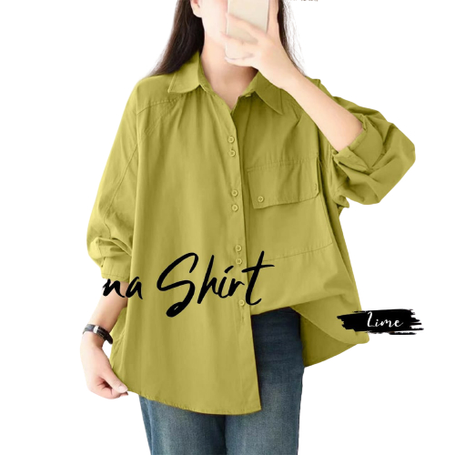 Blouse Atasan Wanita Selenna Shirt Bahan Linen Rami Polos Kancing Aktif Busui Friendly Fashion Muslim Wanita Jumbo Kemaja Hitam Wanita lengan Panjang Baju Blouse Wanita Korean Style