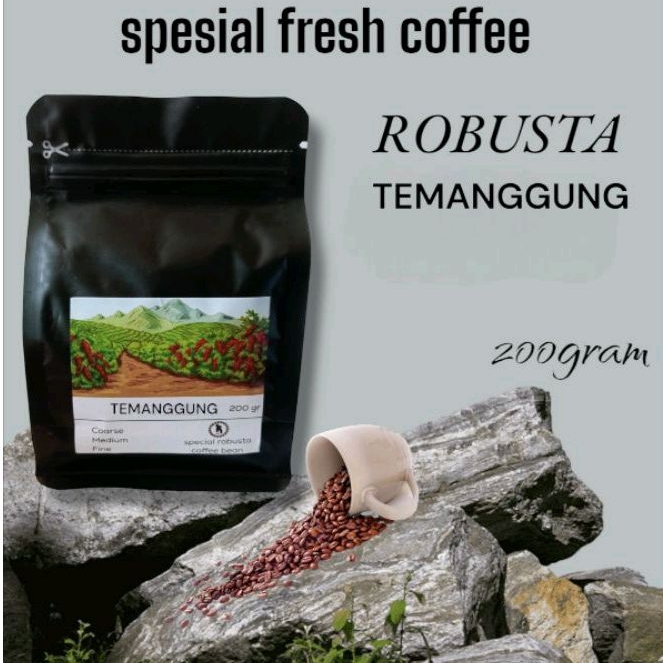 

200gram biji/bubuk kopi robusta temanggung Jawa Tengah robusta coffee beans spesial fresh coffee