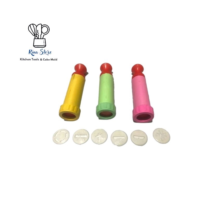 Cetakan Kue Akar kelapa plastik Dorong 6 in 1 Cetakan kue semprit Cookies cutter