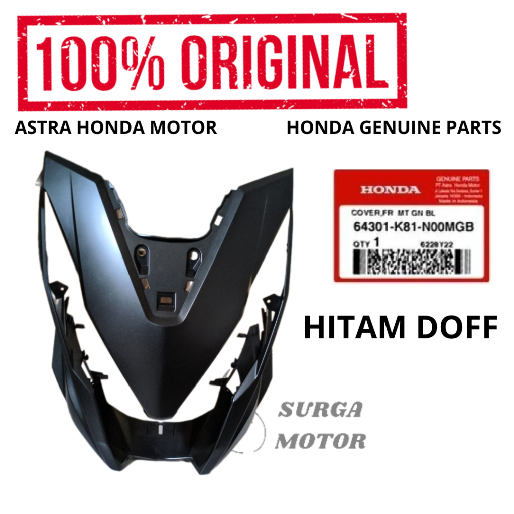 Cover Tameng Lampu Depan Hitam Doff Dof New BeAT eSP K81 Original AHM 64301-K81-N00MGB Pelindung Cas