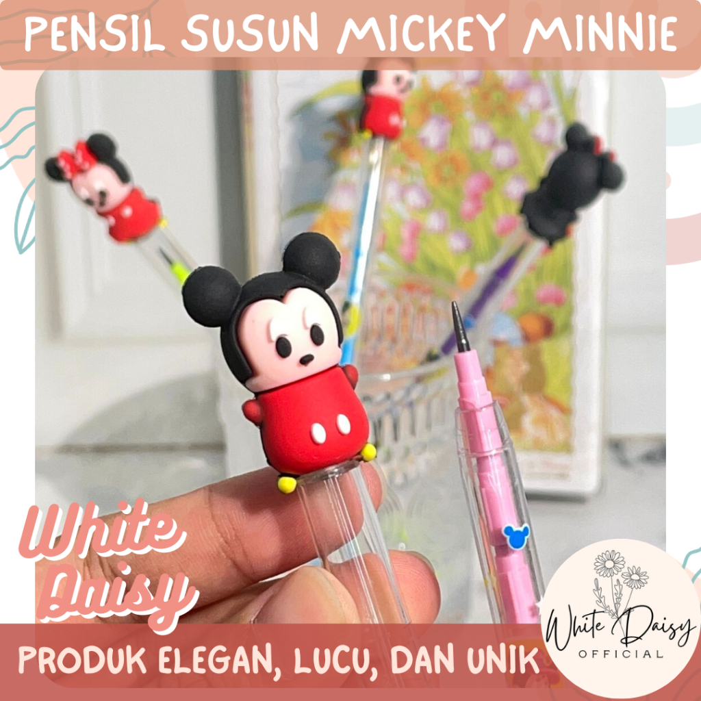 

Pensil susun mickey minnie tsum tsum premium pencil lucu imut tumpuk