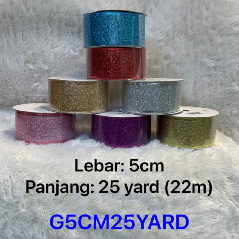 

Pita gliter warna lebar 5cm panjang 25yard G5CM25YARD