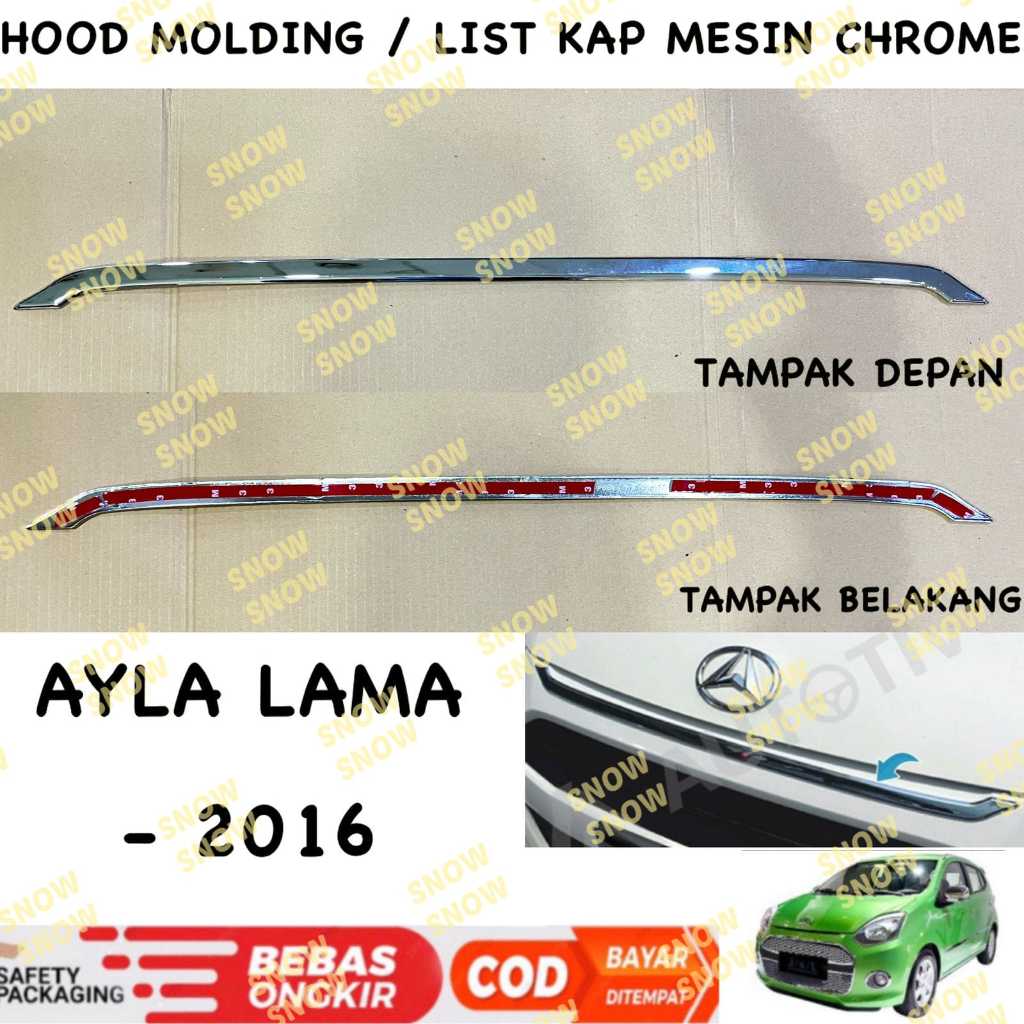 Hood molding Ayla Lama 2013 2016 List Kap Mesin Chrome