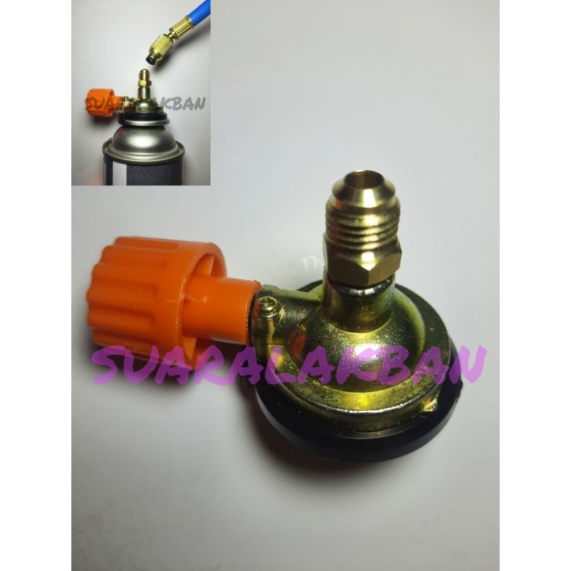 gas portable refill / alat pengisian gas portable refill manifold r22 / KRAN ORANGE