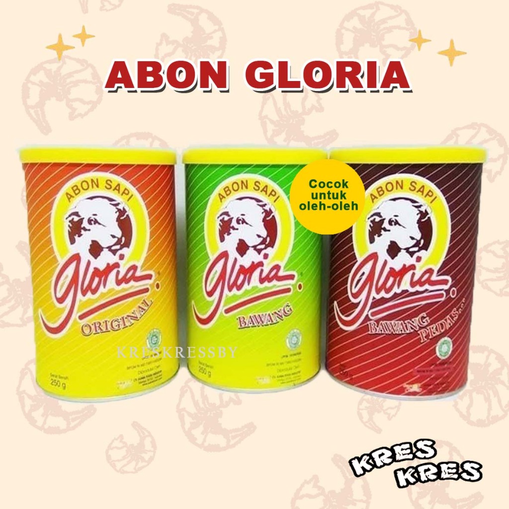 

Abon Gloria Abon Sapi Bawang Sapi Original Ayam Sapi Pedas 250gr Kaleng